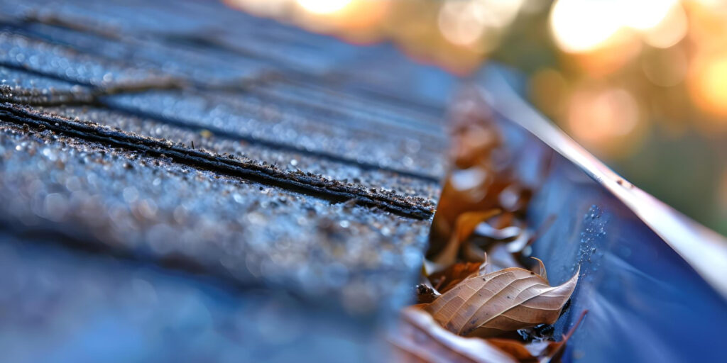 clogged gutter needs cleaning